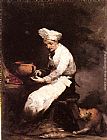 Theodule Augustine Ribot Canvas Paintings - The Cook and the Cat
